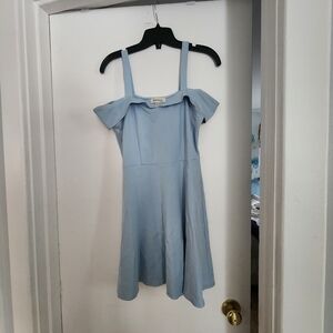 Monteau Light Blue Off-Shoulder Mini Dress